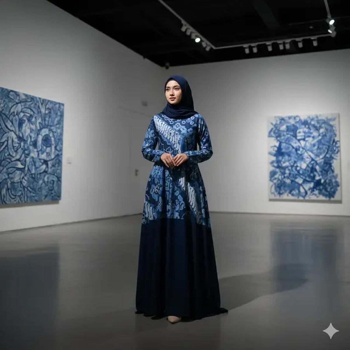 9 Gamis Batik Kombinasi Kain Polos Cocok untuk Pesta, Elegan Saat Kondangan