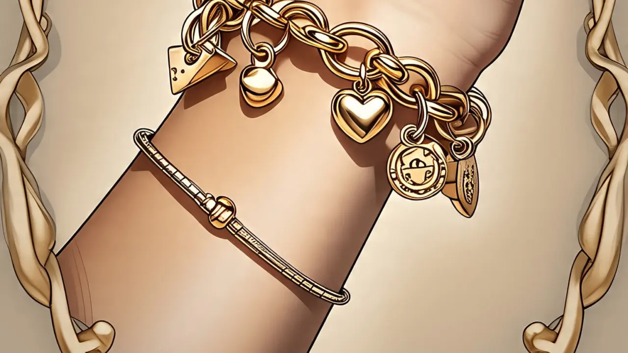 Ilustrasi Gelang Emas Charm Bracelet (Created by Meta AI)