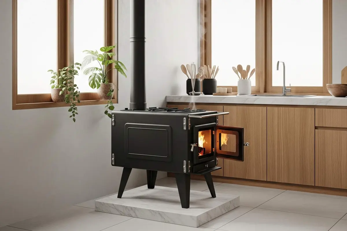 Model Dapur Kecil Minimalis dengan Tungku Api Modern