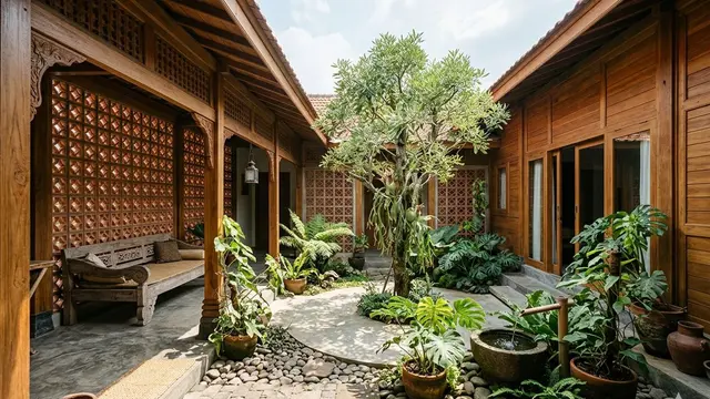 Kombinasi Roster dan Kayu untuk Rumah Desa yang Estetik dan Nyaman