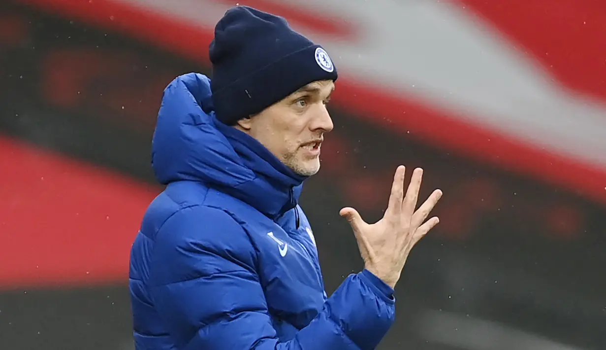 Thomas Tuchel - Pelatih Chelsea ini banyak menyerap ilmu dari Ralf Rangnick. Tuchel berguru langsung pada pelatih MU ini saat berada satu tim yakni di VfB Stuttgart. Pada 2000, Ralf Rangnick yang menjabat sebagai pelatih Stuttgart merekrut Thomas Tuchel untuk menangani tim junior. (AFP/Neil Hall)