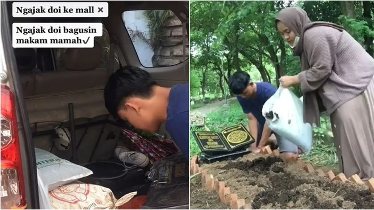 Pria Ini Ajak Pacarnya ke Kuburan, Aksi Bawa Bahan Bangunan Bikin Haru