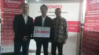 [Kiri-Kanan] Co-Founder & CEO Crowdo Nicola Castelnuovo, Co-Founder & CEO Crowdo Leo Shimada, dan Sponsor & Senior Advisor Crowdo Ari Ariwibowo (Liputan6.com/Iskandar)
