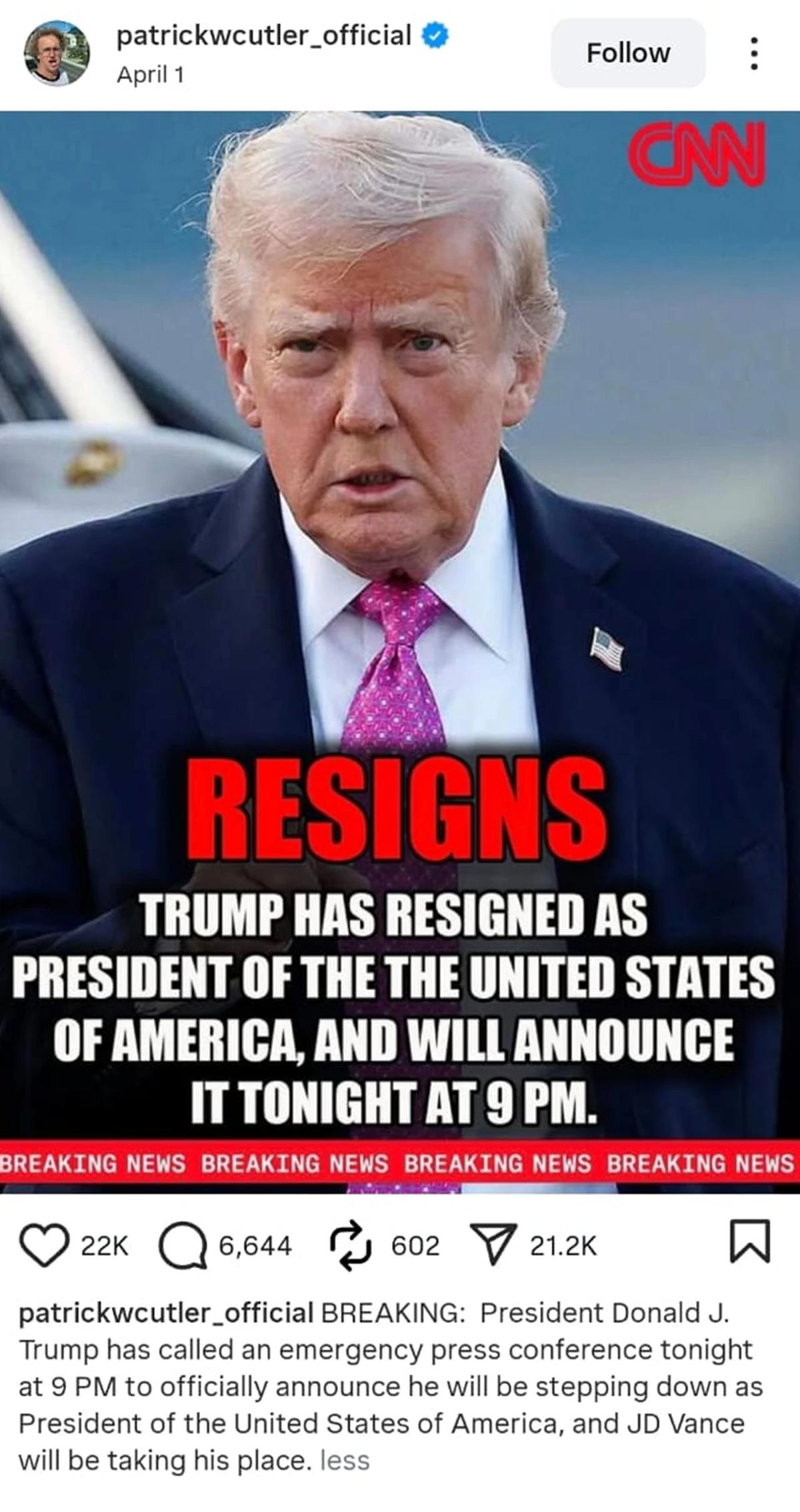 Cek Fakta: Donald Trump Resign