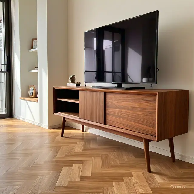 Lemari TV Kayu Jati Finishing Natural