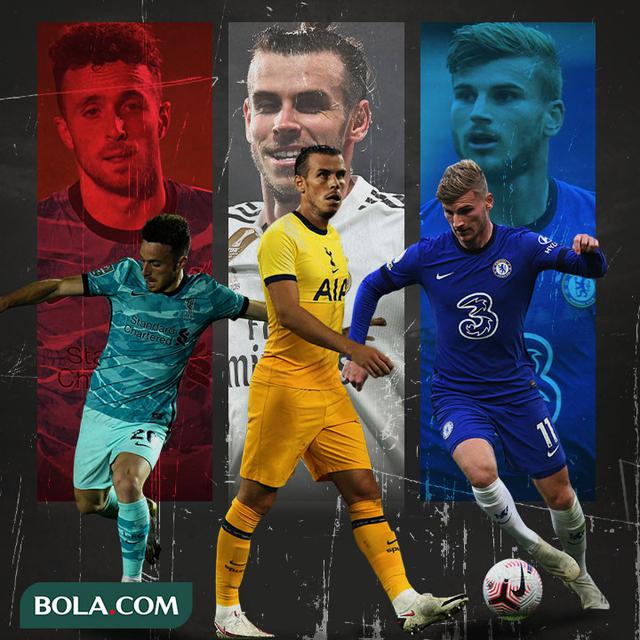 Ilustrasi - Diogo Jota, Gareth Bale, Timo Werner
