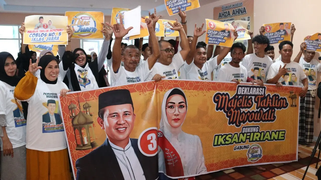 Komunitas Majelis Taklim Morowali deklarasi dukungan untuk calon bupati dan wakil bupati Morowali nomor urut 3, Iksan Baharuddin Abdul Rauf-Iriane Iliyas.