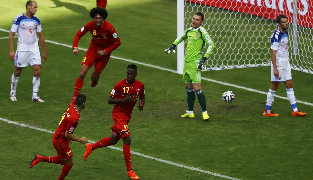 Timnas Belgia kokoh di posisi puncak klasemen Grup H setelah membungkam Rusia 1-0 di Stadion Maracana, Rio de Janeiro, Brasil, (22/6/2014). (REUTERS/Ricardo Moraes)
