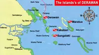 Peta Pulau Sangalaki di Kabupaten Berau, Kalimantan Timur. (Kaskus)