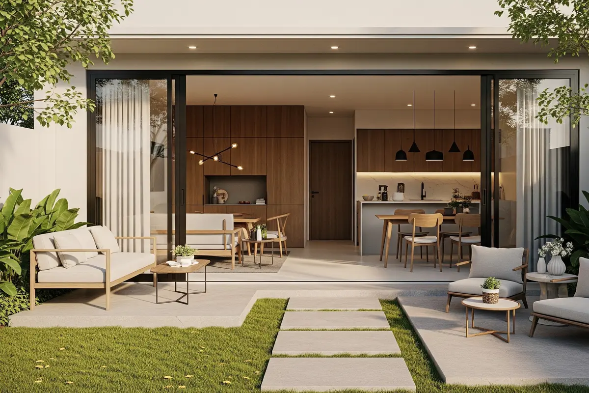 Model Rumah Kecil dengan Halaman Menyatu ke Ruang Tamu