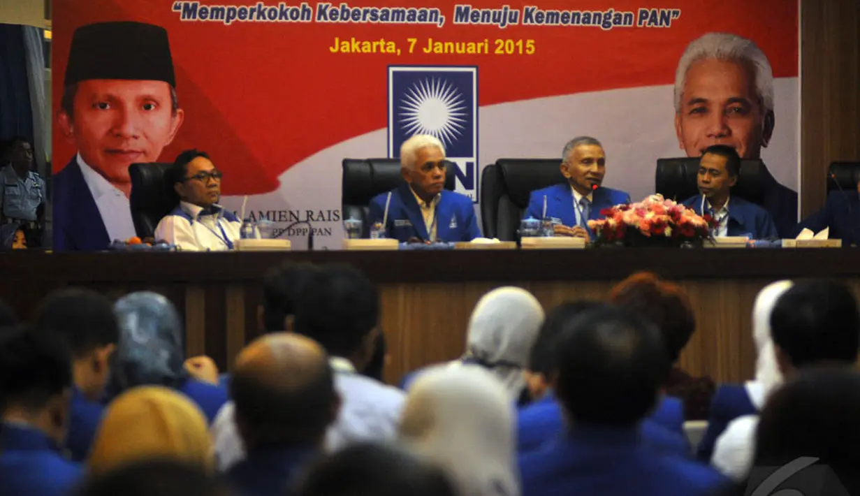 Rakernas tersebut diselenggarakan sebagai persiapan menuju Kongres PAN April 2015 mendatang, Jakarta, Rabu (7/1/2015). (Liputan6.com/Miftahul Hayat) 