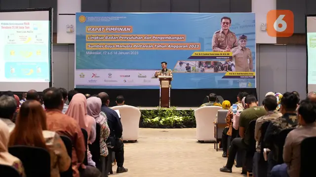 Rapat Pimpinan Lingkup Badan Penyuluhan dan Pengembangan Sumber Daya Manusia Pertanian (BPPSDMP) di Makassar (Liputan6.com/Fauzan)
