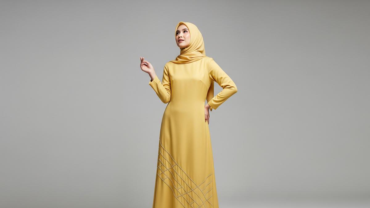 8 Inspirasi Gamis Polos Simple dengan Payet Minimalis yang Elegan, Tampil Memesona