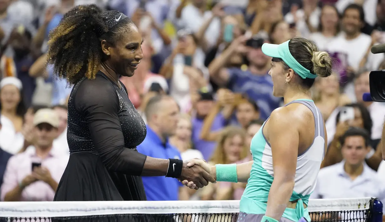 Selanjutnya, Serena Williams akan menghadapi petenis Belgia, A. Van Uytvanck pada Rabu (31/08/2022) WIB. (AP/John Minchillo)
