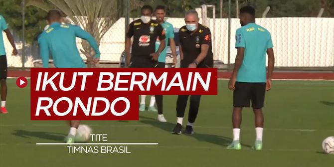 VIDEO: Jelang Semifinal Copa America 2021, Tite Ikut Bermain Rondo di Sesi Latihan Timnas Brasil