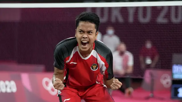 Selebrasi Emosional Anthony Ginting Lolos ke Semifinal Badminton Olimpiade Tokyo 2020