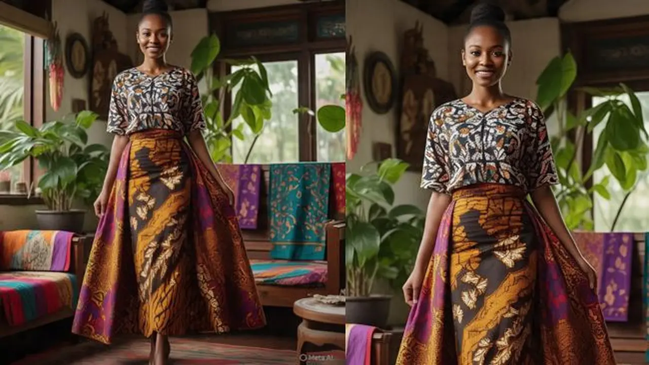Ilustrasi Model Rok Span Batik (Sumber: Meta AI)