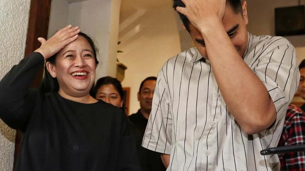 Ketua DPP PDI Perjuangan Puan Maharani dan Ketua Umum Partai Solidaritas Indonesia (PSI) Kaesang Pangarep menggelar pertemuan tertutup di kawasan Menteng, Jakarta Pusat, Kamis (5/10/2023). Dalam pertemuan tersebut, keduanya terlihat begitu akrab.