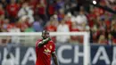 Penyerang andalan Manchester United, Romelu Lukaku tampil gemilang dengan mencetak tiga gol bagi Setan Merah selama pra musim bulan july 2017. Gol Lukaku tersebut ke gawang Real Salt Lake, Manchester City dan Velerenga. (AFP/Aaron M. Sprecher)