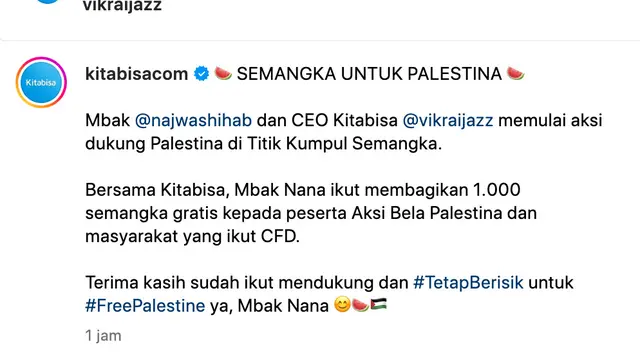Unggahan Vikra Ijas, kitabisa, dan Najwa Shihab berkait aksi bagi-bagi 1.000 semangka. (Foto: Dok. Instagram @kitabisacom)
