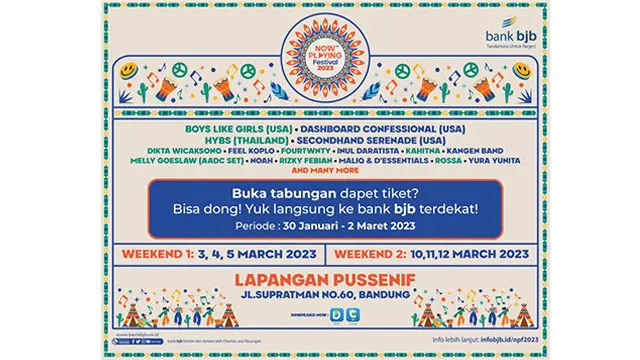 Simak! Cara Mudah Dapatkan Tiket Now Playing Festival 2023 Bersama bank bjb