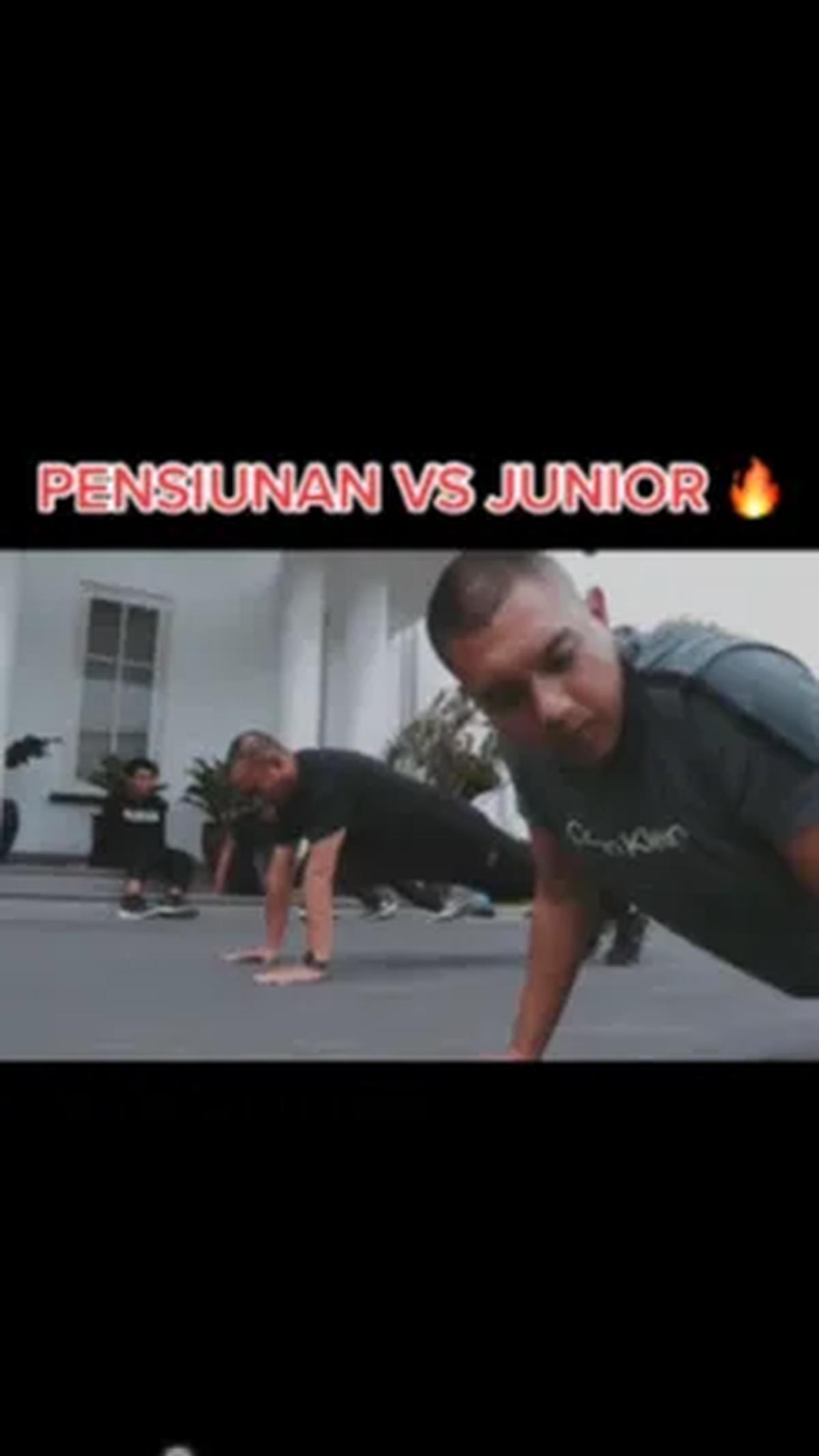 Dalam video yang diunggah oleh Edy Rahmayadi, terlihat ayah dan anak ini adu kekuatan dengan push up bersama-sama di pelataran.<br>