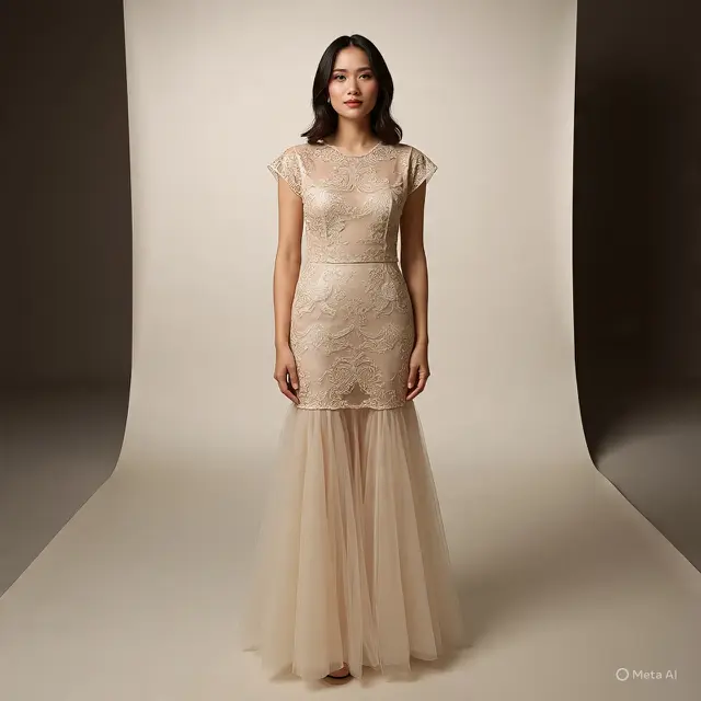 Model Dress Brokat Minimalis Tanpa Payet