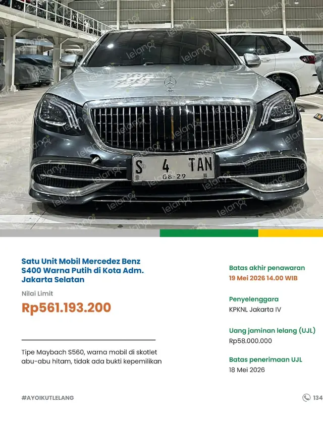 Lelang barang rampasan negara digelar DJKN di Jakarta, mobil Mercedes. (instagram @ditjenkn)