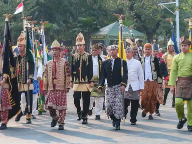 Kirab Merah Putih melintas menuju Istana Negara di Jalan Medan merdeka Barat, Jakarta, Senin (17/8/2026). (KLY/ Budy Santoso)