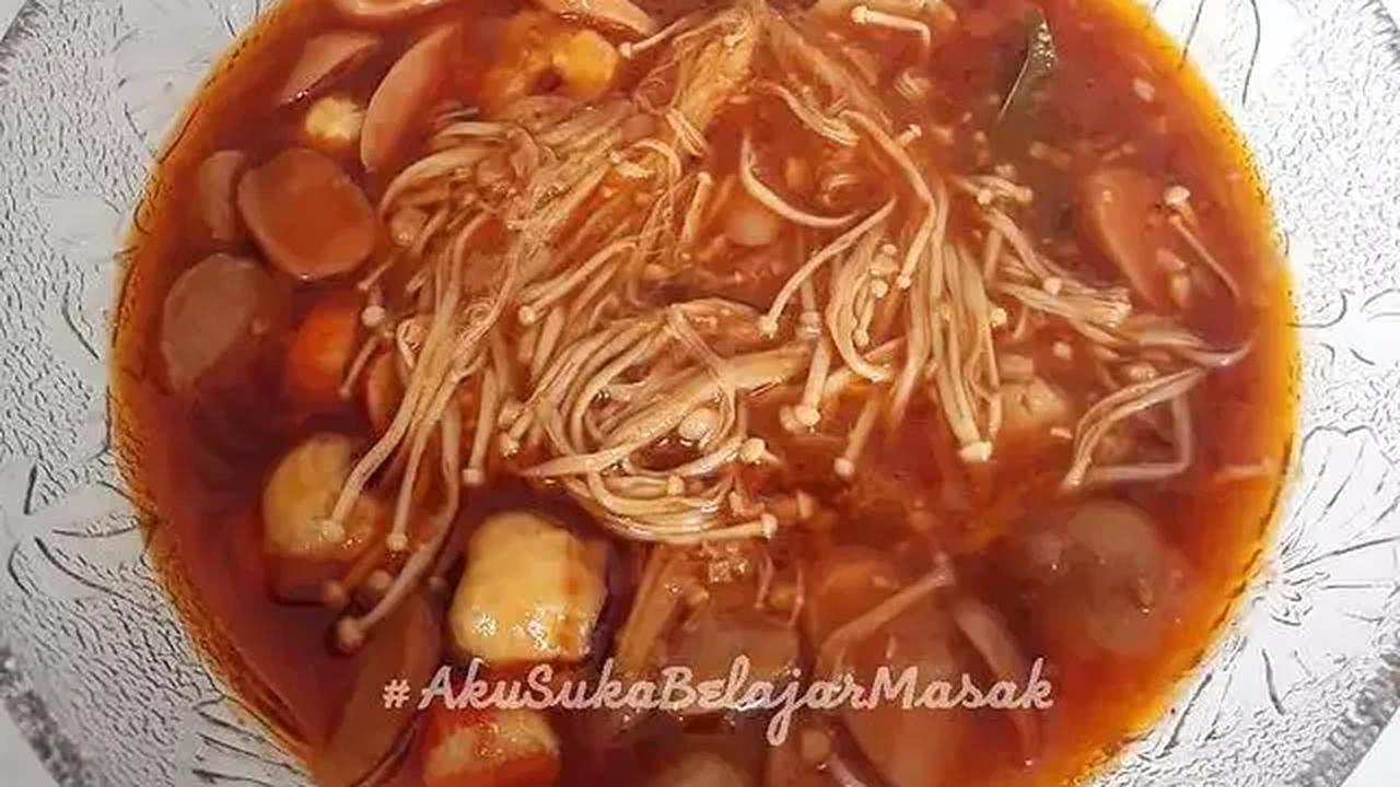 5. Resep Jamur Enoki Kuah Pedas