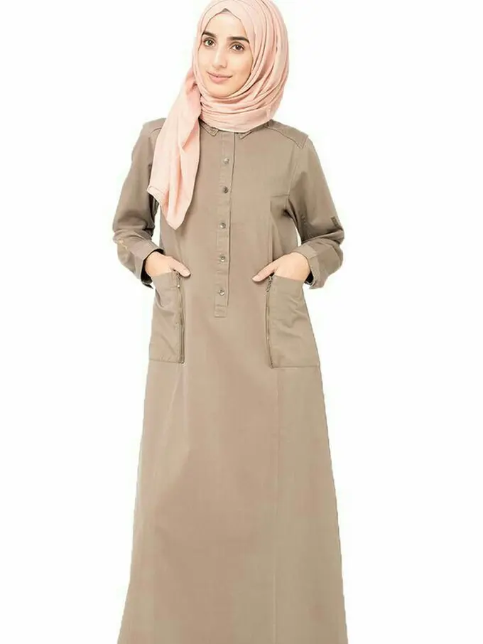 Gamis Linen atau Rayon Kombinasi