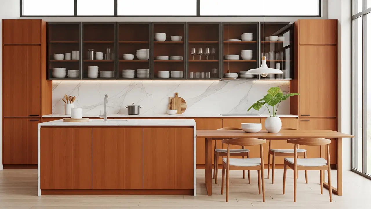 Inspirasi Dapur dan Meja Makan dengan Kabinet Kayu Minimalis (Image by Gemini AI)