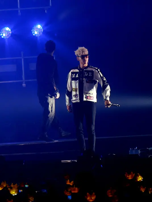 T.O.P, salah satu personel Bigbang yang mahir dalam rap. BigBang sendiri memang dikenal sebagai boyband yang punya daya ledak tinggi. (Wimbarsana/Bintang.com)