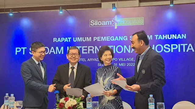 Presiden Direktur PT Siloam Internasional Hospitals Tbk Darjoto Setyawan dalam public expose di Aryaduta Karawaci, Kabupaten Tangerang, Selasa (31/5/2022).
