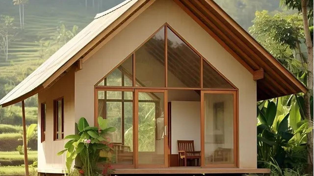 Rumah Papan dengan Atap Segitiga