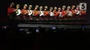 Penampilan penari tradisional saat pembukaan Rakernas I dan HUT ke-47 PDI Perjuangan di JIEXPO Kemayoran, Jakarta, Jumat (10/1/2020). Rakernas ini bertajuk 'Solid Bergerak Wujudkan Indonesia Negara Industri Berbasis Riset dan Inovasi Nasional'. (Liputan6.com/Johan Tallo)