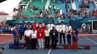 Christopher Rungkat/Aldila Sutjiadi merebut medali emas ganda campuran tenis Asian Games 2018. (Liputan6.com/Luthfie Febrianto)