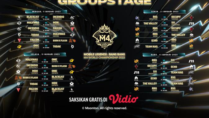 Jadwal dan Live Streaming Mobile Legends M4 World Championship Pekan Ini di Vidio. (Sumber : dok. vidio.com)