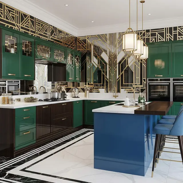 Desain Dapur Modern Klasik dengan Kitchen Set Bentuk U
