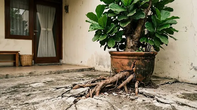 Menanam Pohon Buah di Teras yang Bisa Membuat Lantai Retak