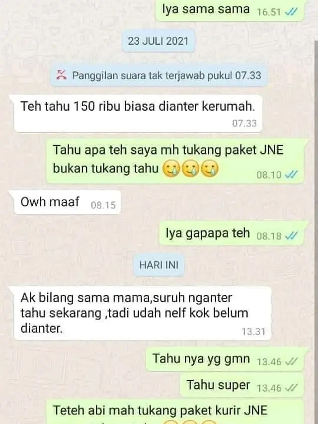 6 Chat Lucu Salah Kirim ke Kurir Ini Bikin Malu