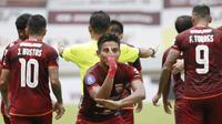 Pemain Borneo FC, Wildansyah melakukan selebrasi usai mencetak gol ke gawang Persita Tangerang dalam laga pekan ke-6 BRI Liga 1 2021/2022 di Stadion Pakansari, Bogor, Sabtu (10/2/2021). (Bola.com/M Iqbal Ichsan)