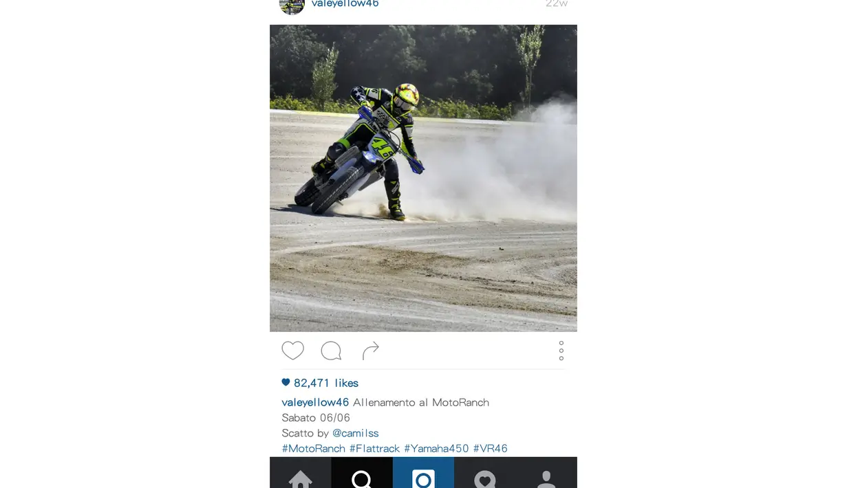 Inilah aksi Valentino Rossi dengan motor trail di MotoRanch lewat akun Instagram