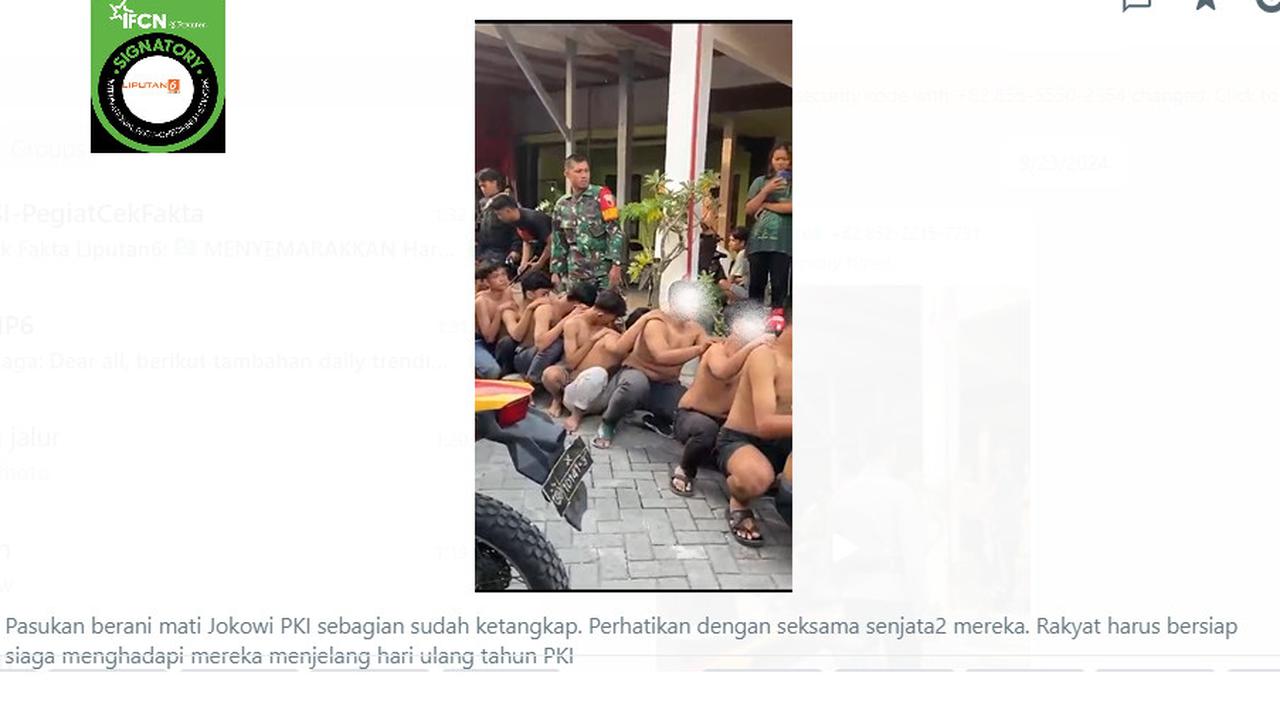 Tangkapan layar klaim klaim video pasukan berani mati Jokowi tertangkap