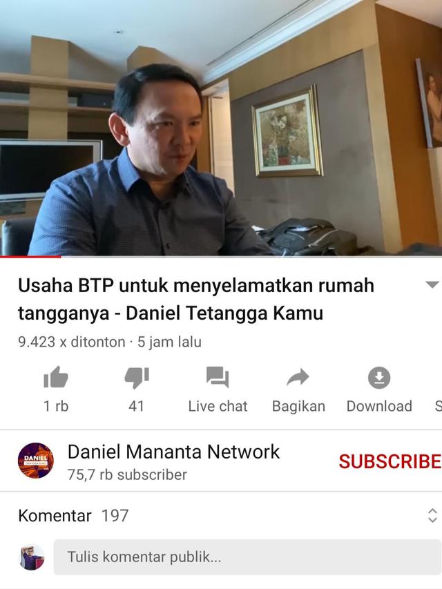 Unggahan Daniel Mananta. (Foto: YouTube Daniel Mananta Network)