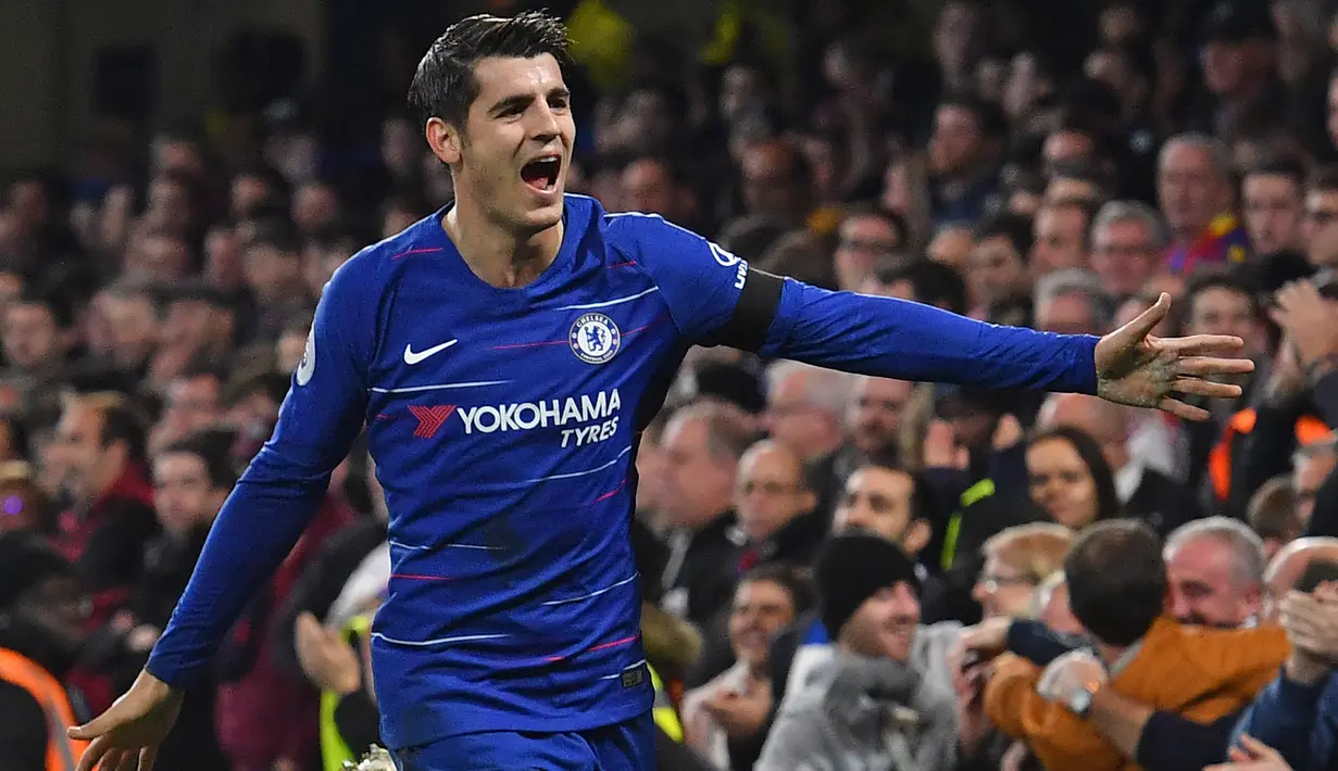 2. Alvaro Morata - Morata ditransfer dari Real Madrid dengan biaya 66 juta euro. Striker Spanyol tersebut direkrut usai tampil apik bersama Real Madrid dan Juventus. (AFP/Ben Stansall)