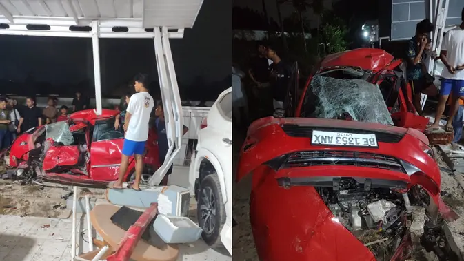 Detik-Detik Agya Dihantam Kereta hingga Terpental 30 Meter