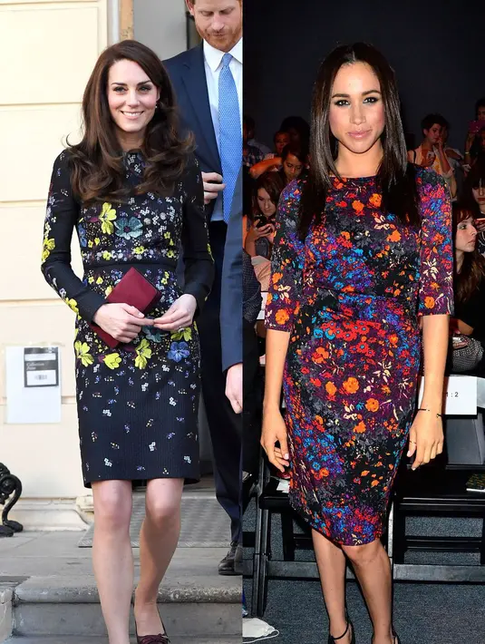 Kembar dalam balutan dark floral. Duh, siapa sangka mereka benar-benar senada dalam selera fesyen ya? (Getty Images/Cosmopolitan)