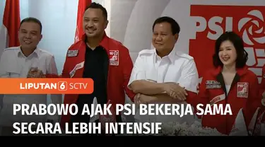 Ketua Umum Partai Gerindra Prabowo Subianto menyambangi Kantor DPP Partai Solidaritas Indonesia atau PSI, pada Rabu (02/8) petang. Prabowo Subianto menyatakan memiliki banyak kecocokan dengan PSI dan mengajak PSI untuk bekerja sama lebih erat.