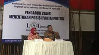 LSI Denny JA merilis hasil survei elektabilitas parpol pada Pileg 2019. (Liputan6.com/Muhammad Radityo Priyasmoro)